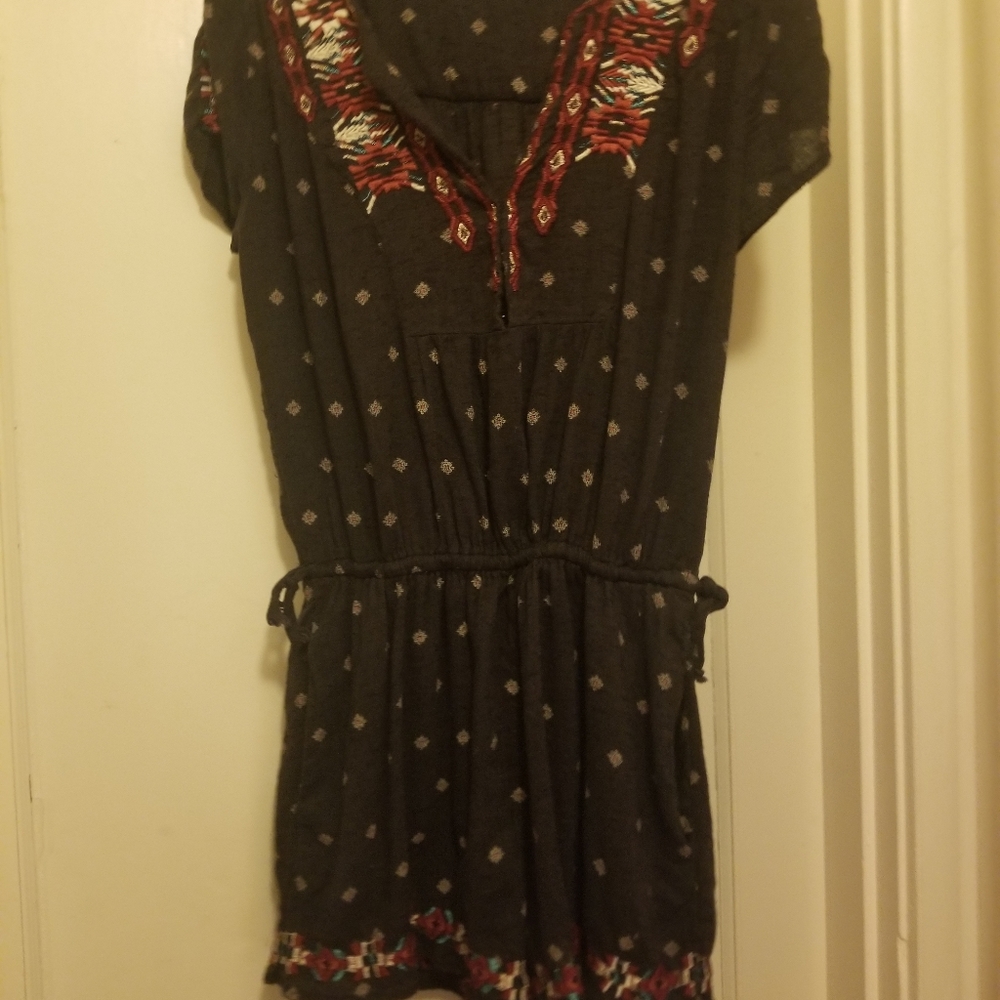 Free People black, embroidered romper